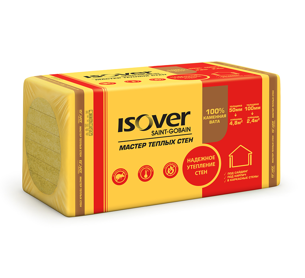 

Утеплитель ISOVER Мастер тёплых стен 50*600*1000 (уп.8шт, 4.80м2, 0.24м3)