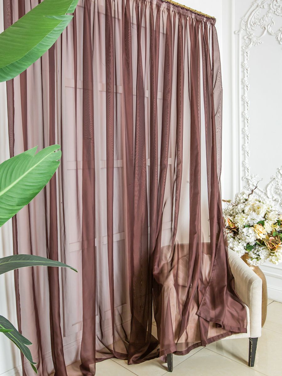 

Тюль Nikki Home Collection Вуаль высота 210 см х ширина 450 см коричневый, Тюль коричневый