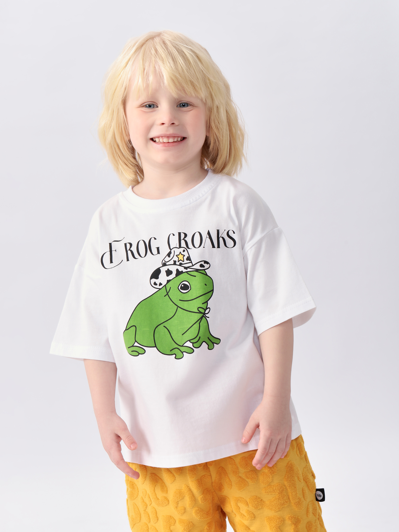 Футболка детская Happy Baby 88501, white frog, 98 лягушка незацепляйка namazu frog с лепестком 6 5 см 18 г 10 крючок двойник yr hooks