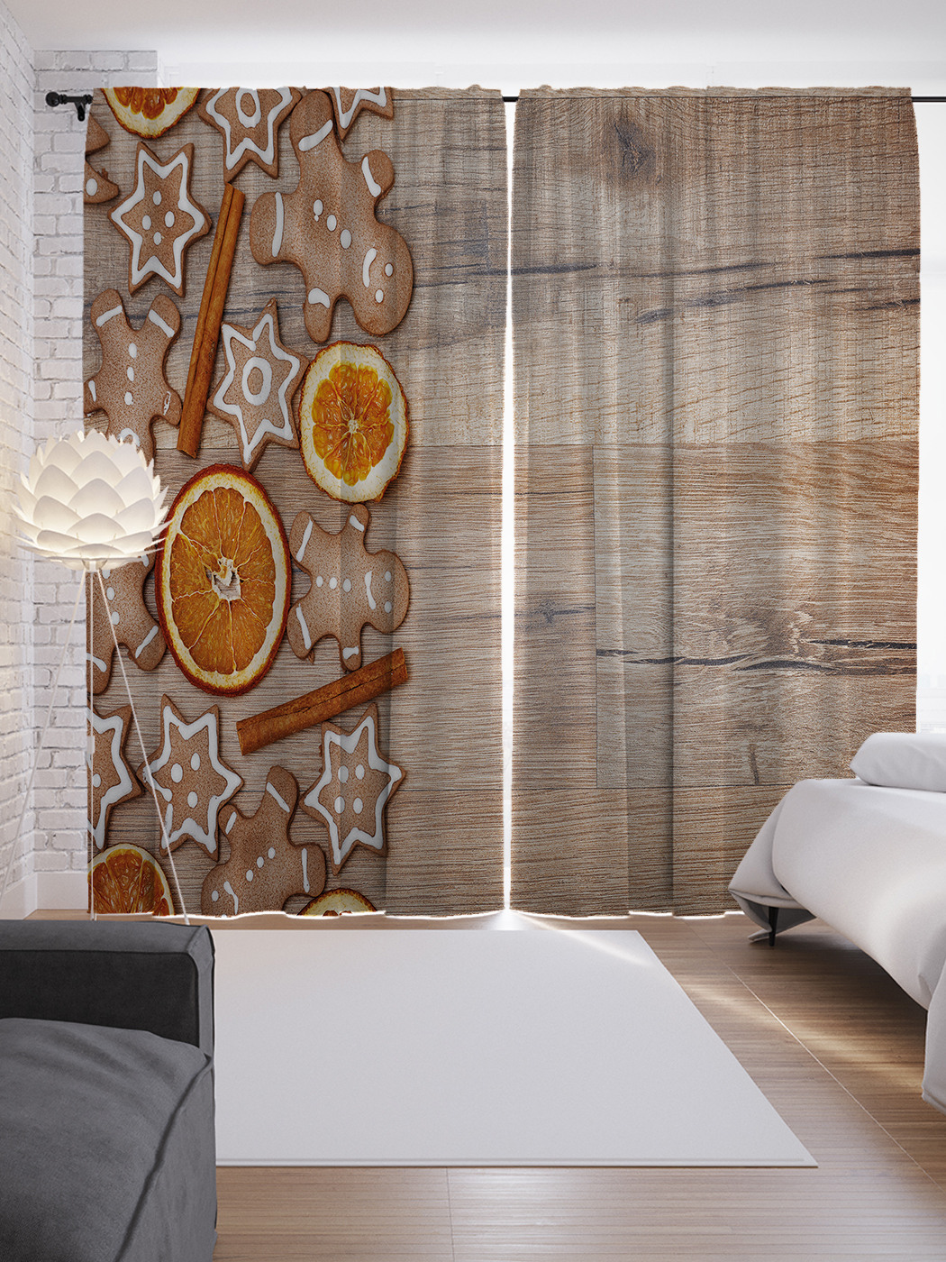 

Шторы JoyArty с фотопечатью "Праздничные печенья" из сатена, 290х265 см, Праздничные печенья