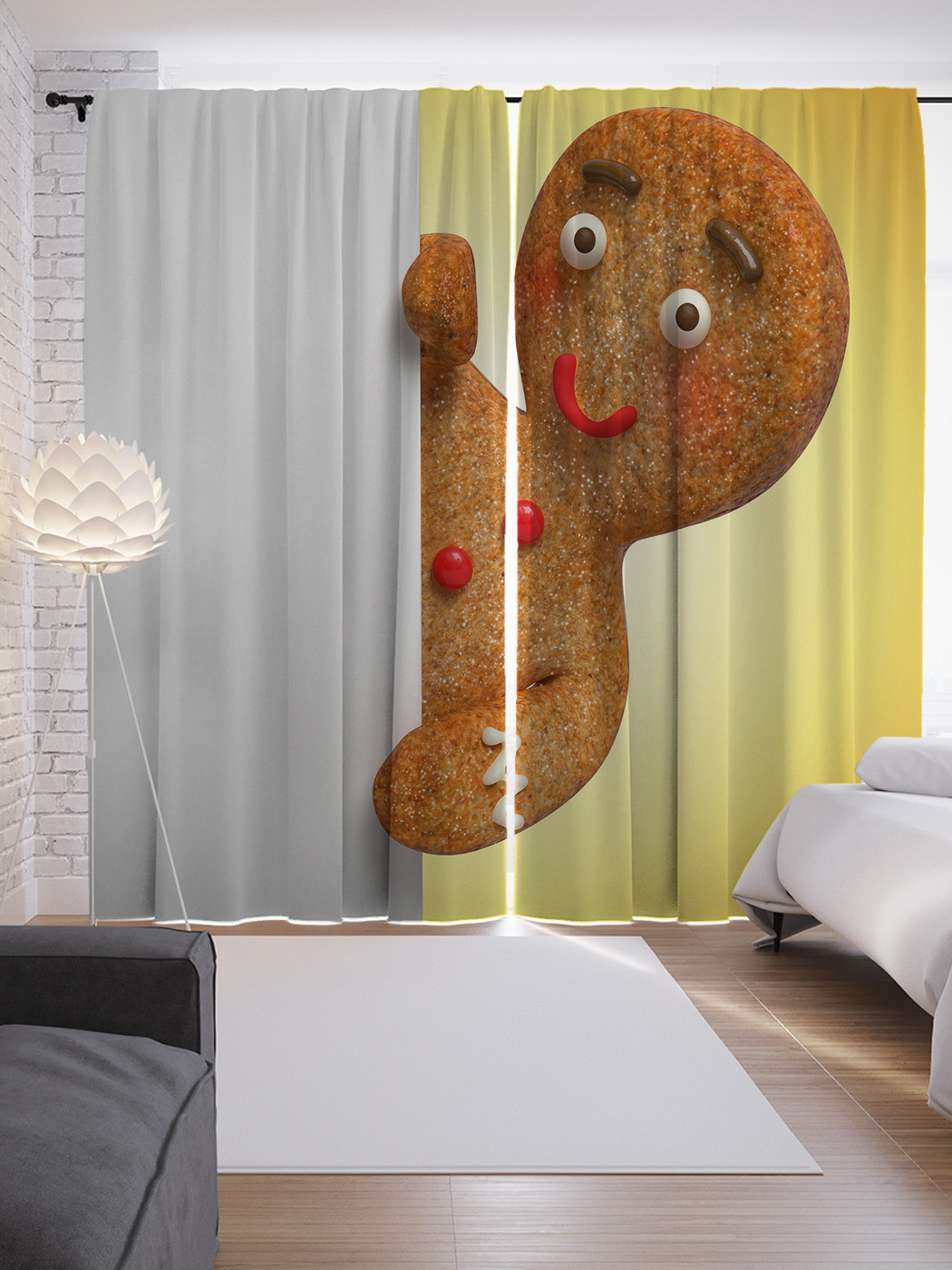 

Шторы JoyArty с фотопечатью "Любопытный человечек" из сатена, 290х265 см, Любопытный человечек