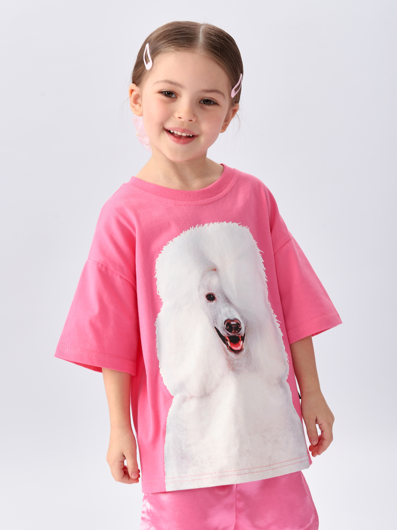 Футболка детская Happy Baby 88501, bright pink (poodle), 110 куртка детская roxy snowy tale snow jacket girl s bright white naive rg р 122