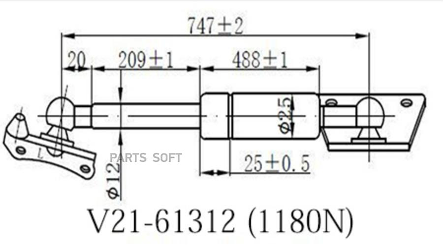 JETT V2161312 V2161312_Амортизатор багажника JETT V21-61312 1шт