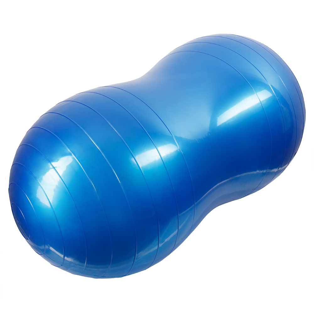 Фитбол STRONG BODY арахис, ABS антивзрыв, 75 см х 35 см, синий, с насосом