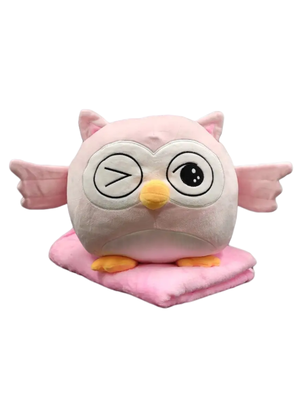

Игрушка мягкая Toy Plus Сова с пледом 2956-33 розовая, Розовый