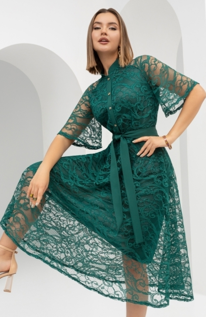 Платье женское Бизнес Стиль Моя-итальянская-история зеленое 52 RU