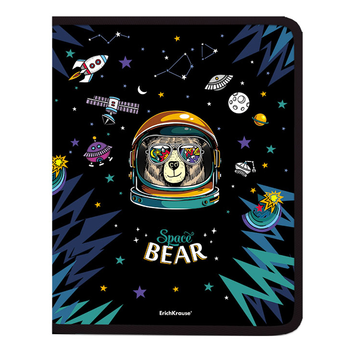 

Папка для тетрадей Erich Krause Space Bear А4+ пластиковая на молнии 251 x 334 x 30 мм