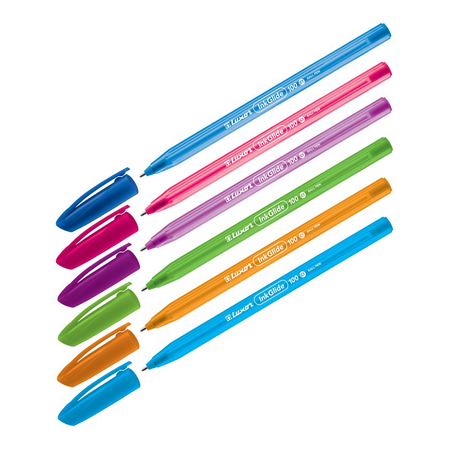 

Ручки шариковые Luxor Inkglide 0,7 мм синие 3 шт в ассортименте