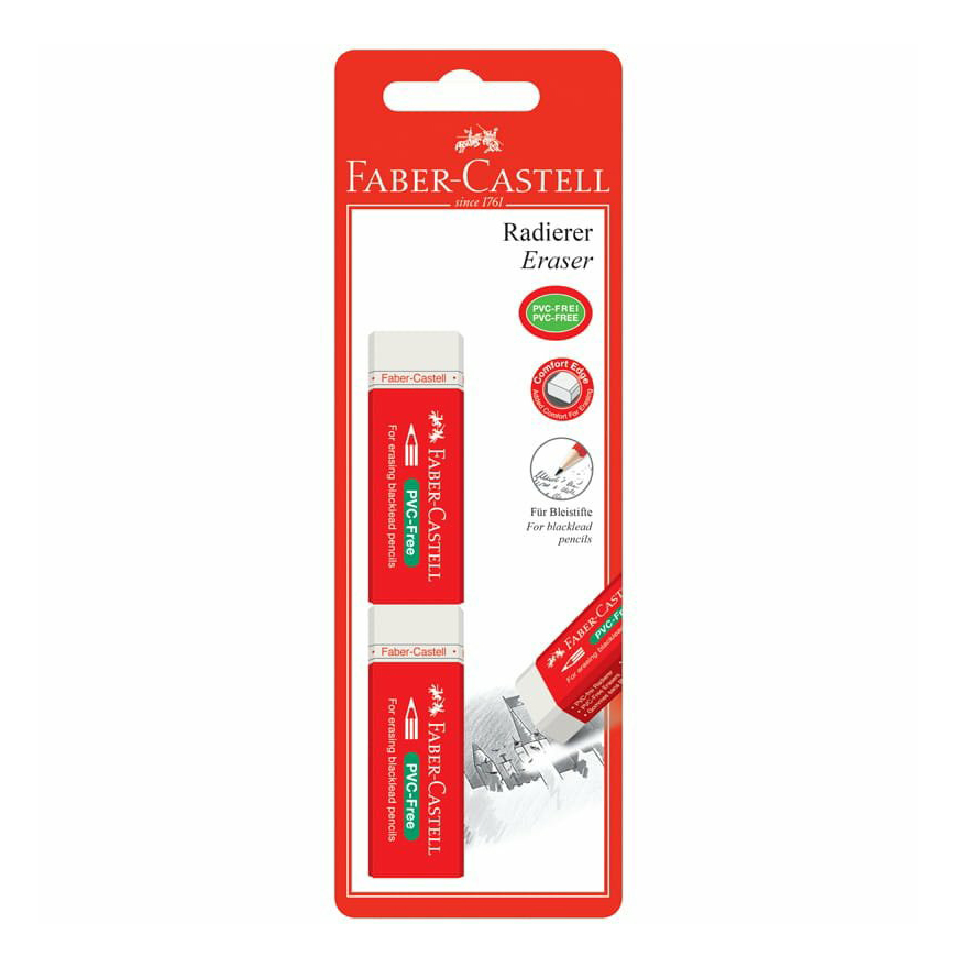 

Ластики классические Faber-Castell PVC-free 5,6 х 2 х 0,7 см 2 шт, Белый