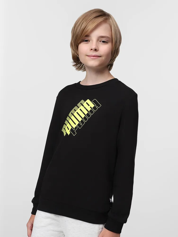 

Свитшот детский PUMA Power Logo Crew Tr B черный, 128, Power Logo Crew Tr B