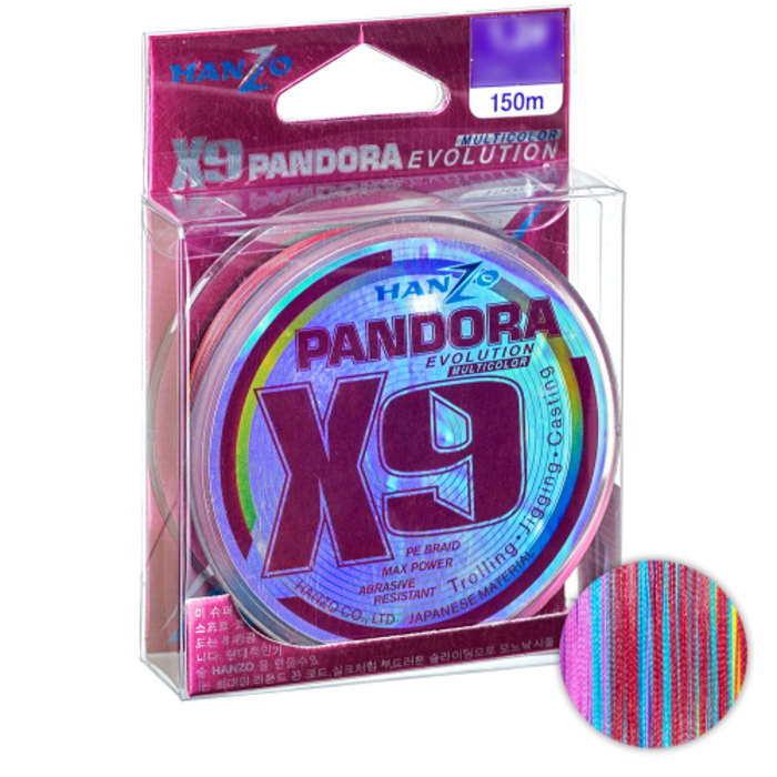

Плетёный шнур Hanzo Pandora Evolution X9 150м. 0.10мм. Multicolor, Pandora evolution x9