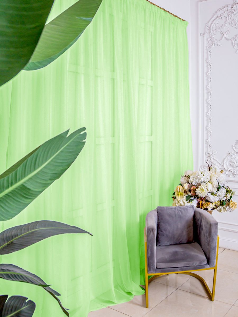 фото Тюль nikki home collection вуаль высота 270 см х ширина 600 см зеленый
