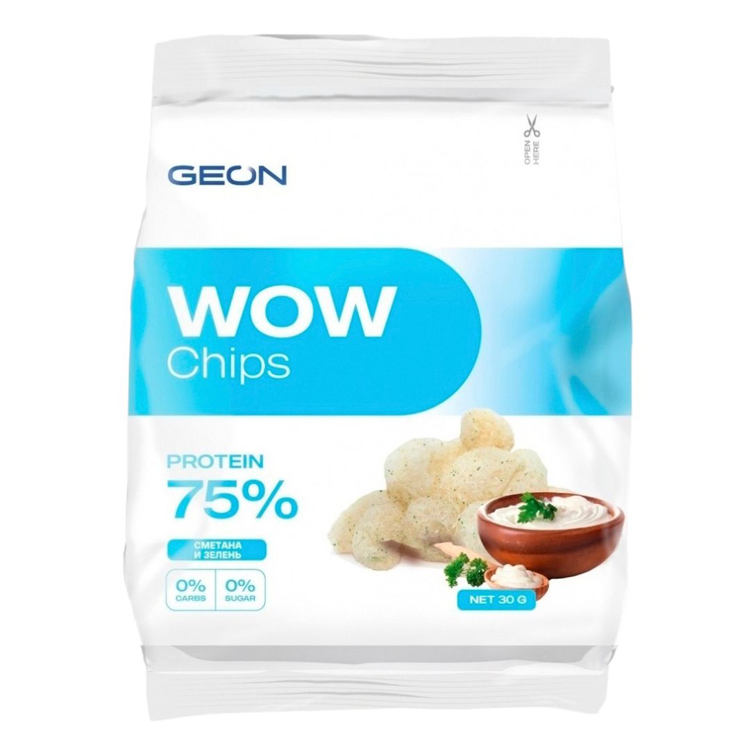 Чипсы протеиновые для коррекции веса Geon Wow Chips Сметана и зелень 1 порция 30 г