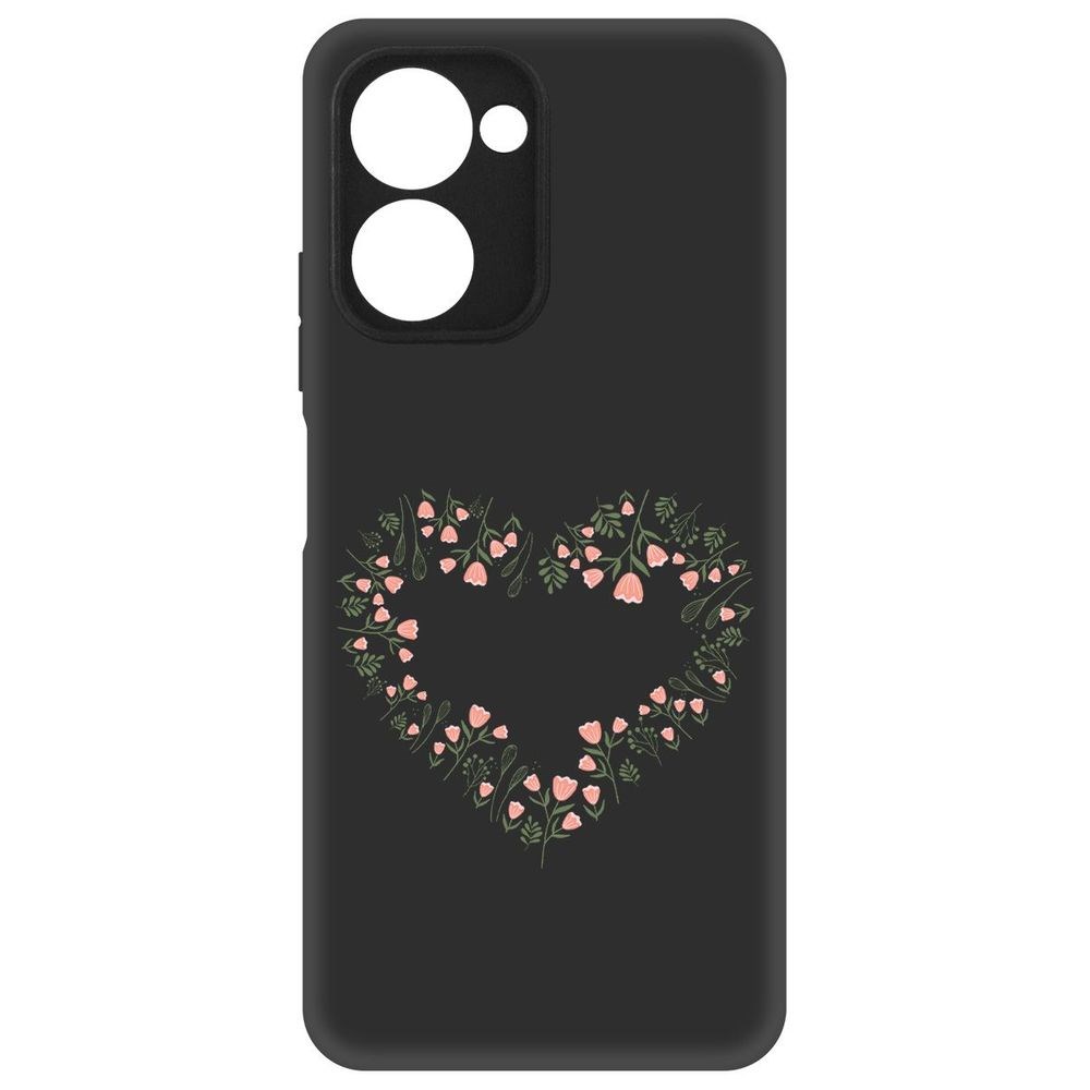 

Чехол-накладка Софт Цветочное сердце для Realme C33, Черный