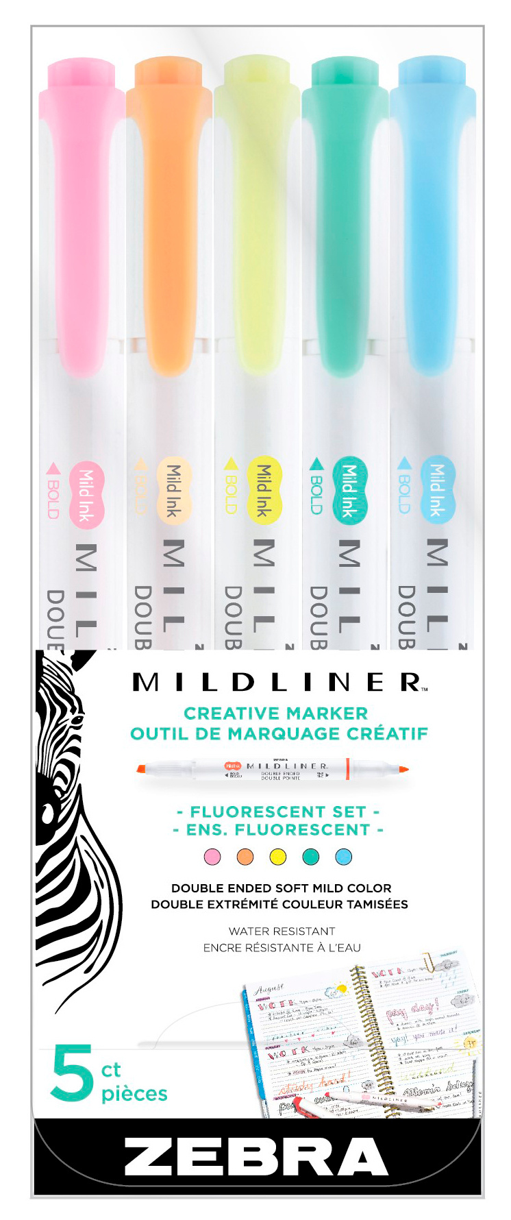 

Набор маркеров для досок Zebra Highlighter Fluorescen 78105, 1.4-4 мм, 5 цветов, ассорти
