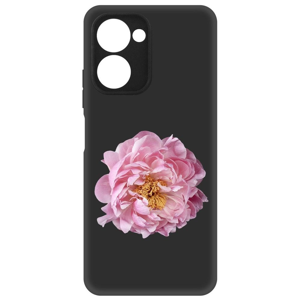

Чехол-накладка Софт Розовый пион для Realme C33, Черный