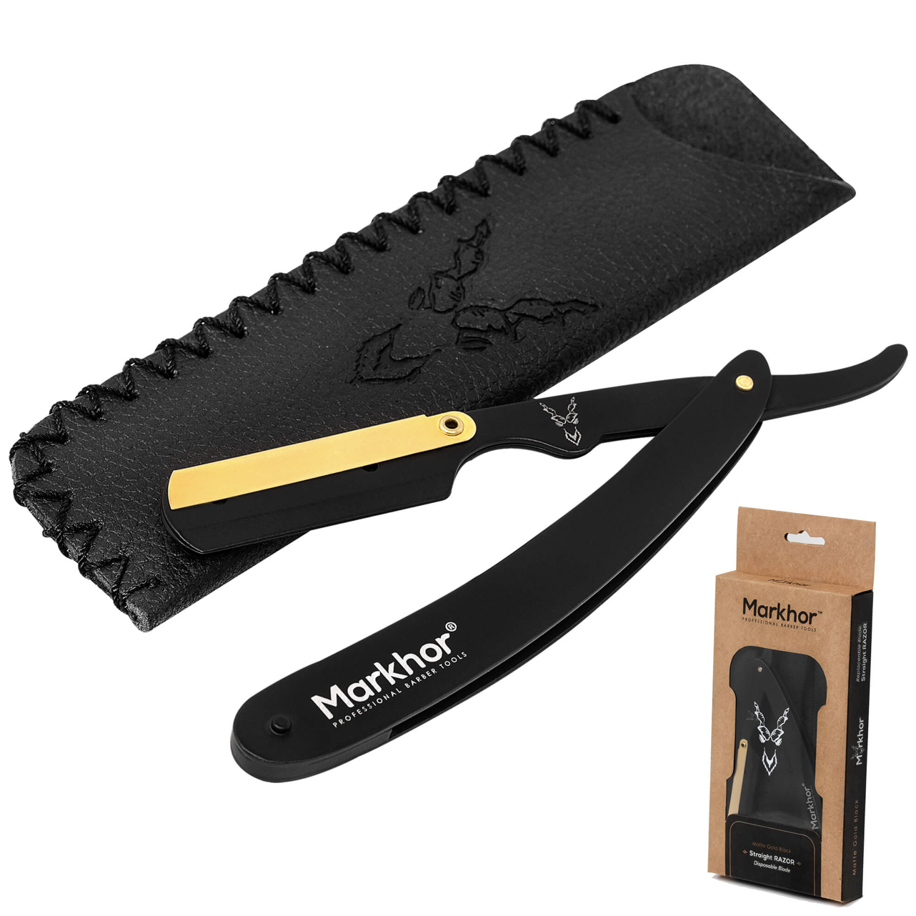 

Бритва шаветт Markhor Matte Gold Black Straight Razor