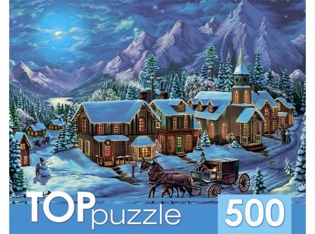 фото Пазлы "toppuzzle. зимняя деревня в горах", 500 элементов