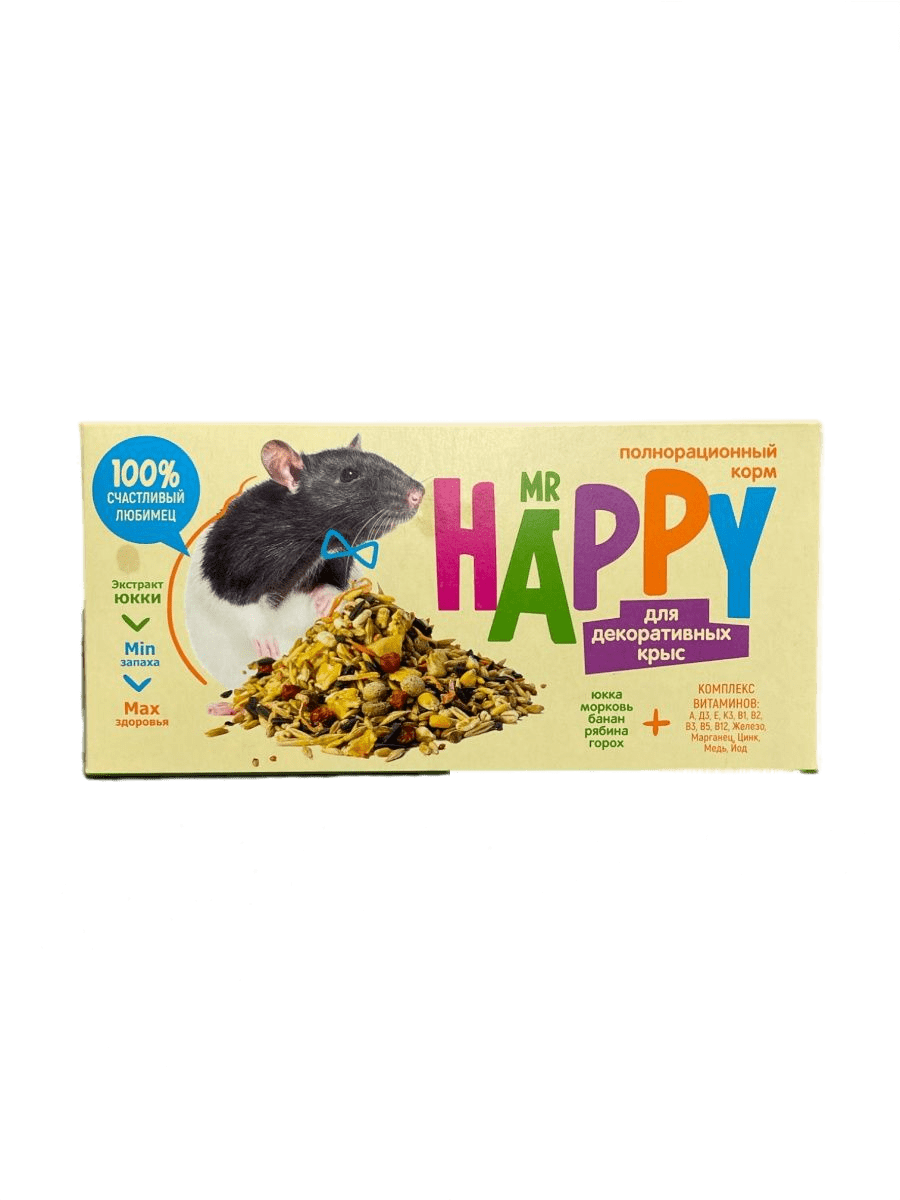 

Сухой корм для декоративных крыс Mr. Happy, 400 г