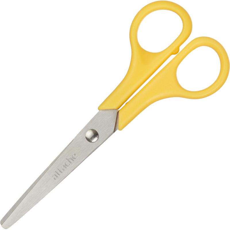 Ножницы Attache 130 мм с пластиковыми ручками, цвет желтый, (3шт.)