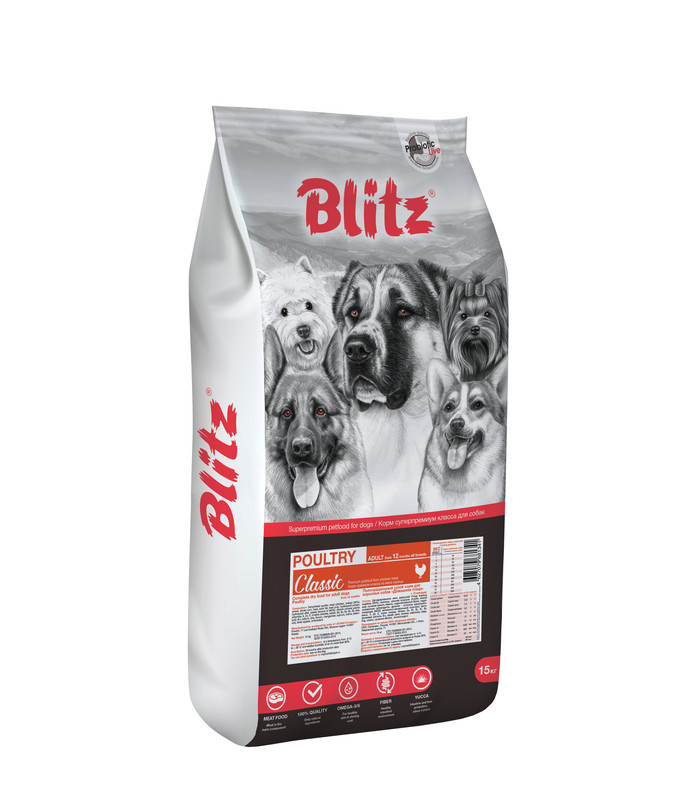 фото Сухой корм для собак blitz adult dog poultry, домашняя птица, 15кг