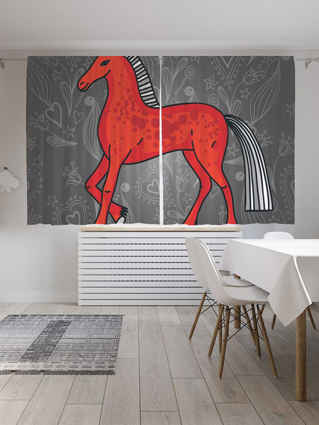 

Классические шторы JoyArty "Обаятельный конь", серия Oxford DeLux, 2 полотна 145x180 см, Обаятельный конь