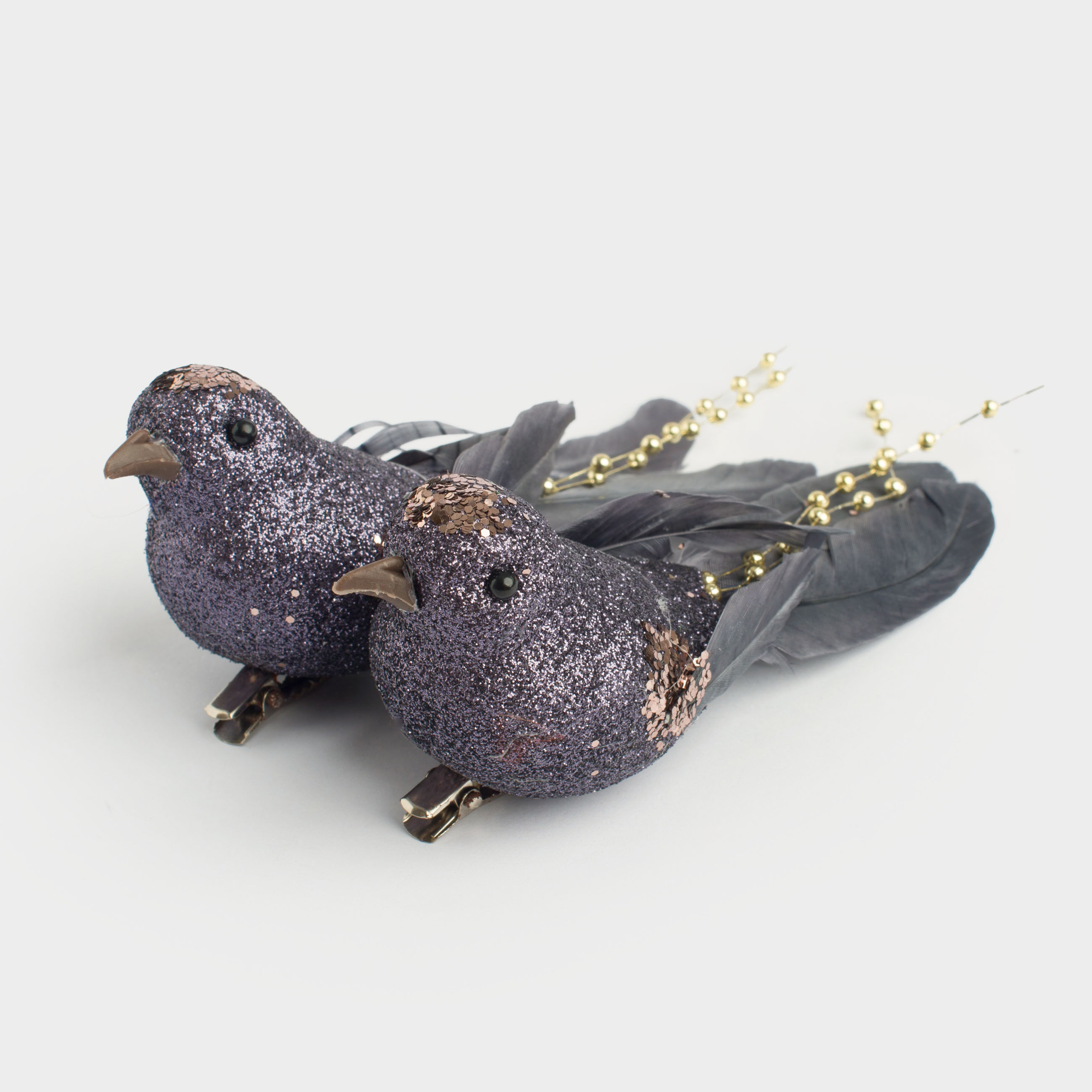 

Украшение декоративное, 14 см, 2 шт, на клипсе, графитовое, Птица, Birds NY, Серый