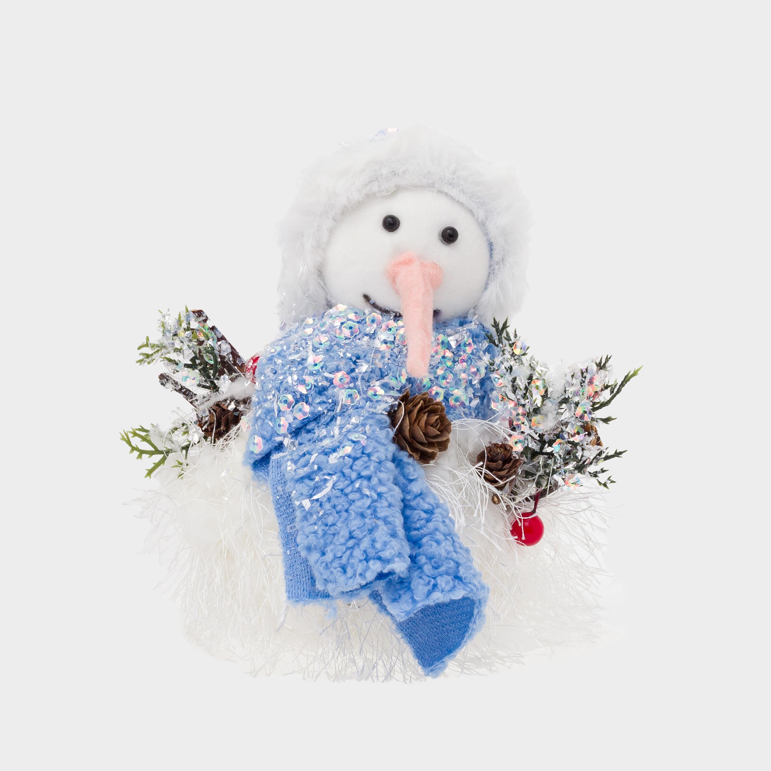 

Изделие декоративное, 20 см, бело-голубое, Снеговик в шарфе, Figure Christmas Fuzz, Белый;голубой