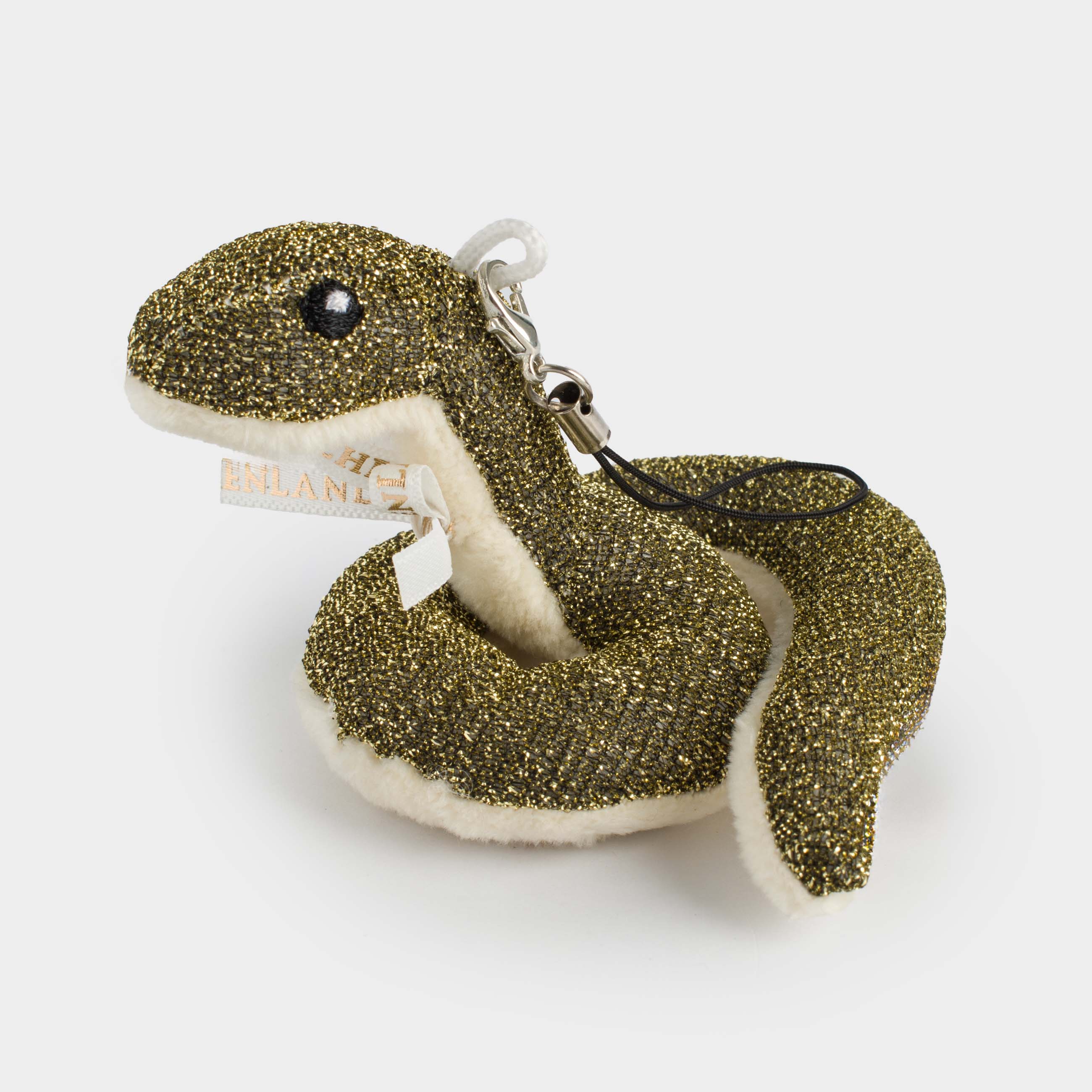 

Игрушка елочная, 9 см, мягкая, полиэстер, золотистая, Змея, Snake toy, Золотистый