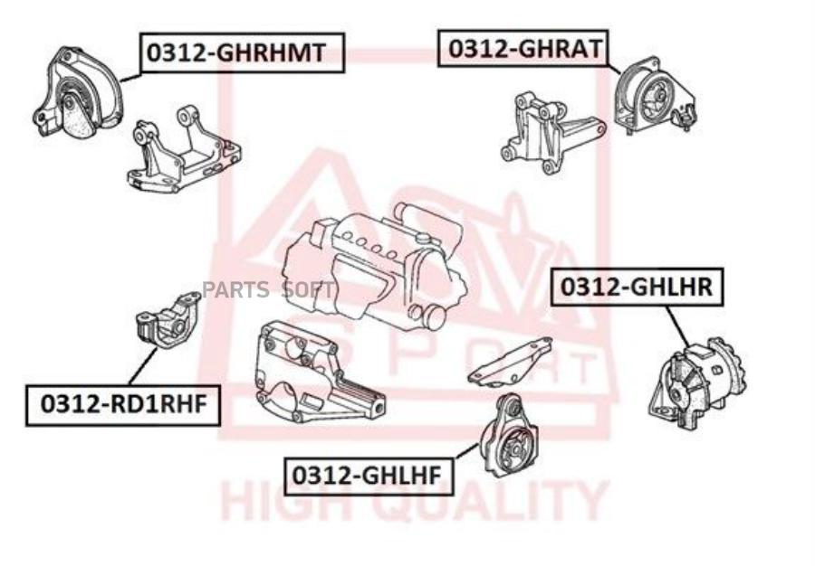 

ASVA 0312-GHLHF Подушка двигателя передняя левая mt () 1шт