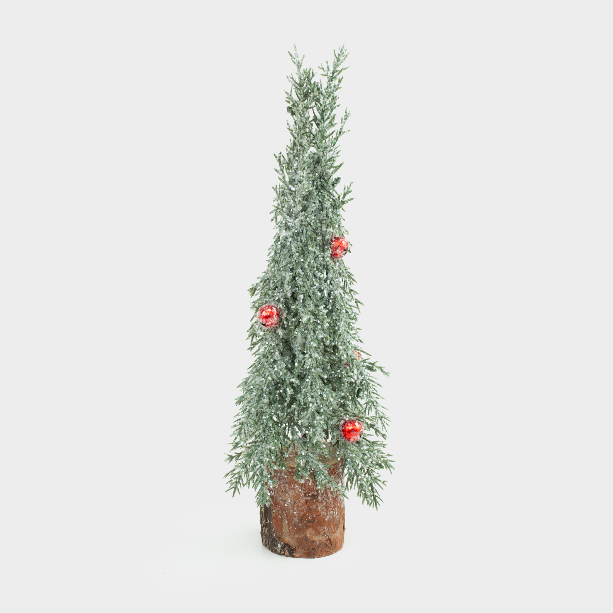 Ель искусственная, 25 см, в деревянном горшке, Снег на ветках, Conifer decor