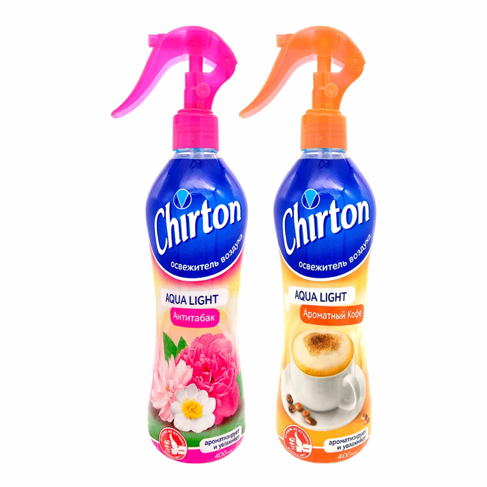 Набор Освежителей воздуха водных Chirton Aqua Light Антитабак 400 мл+Ароматный Кофе