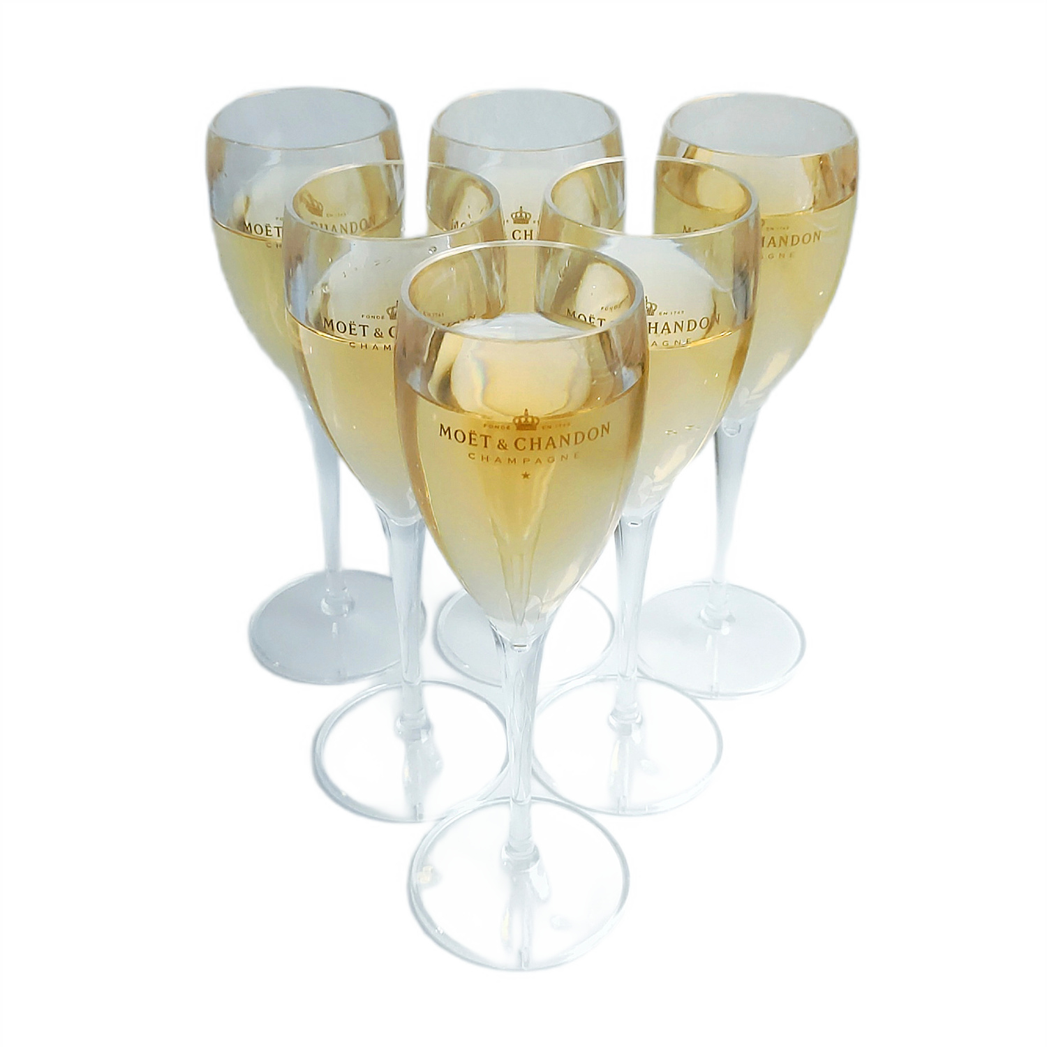 Комплект из шести бокалов предназначен для праздничного употребления шампанского и вина.
