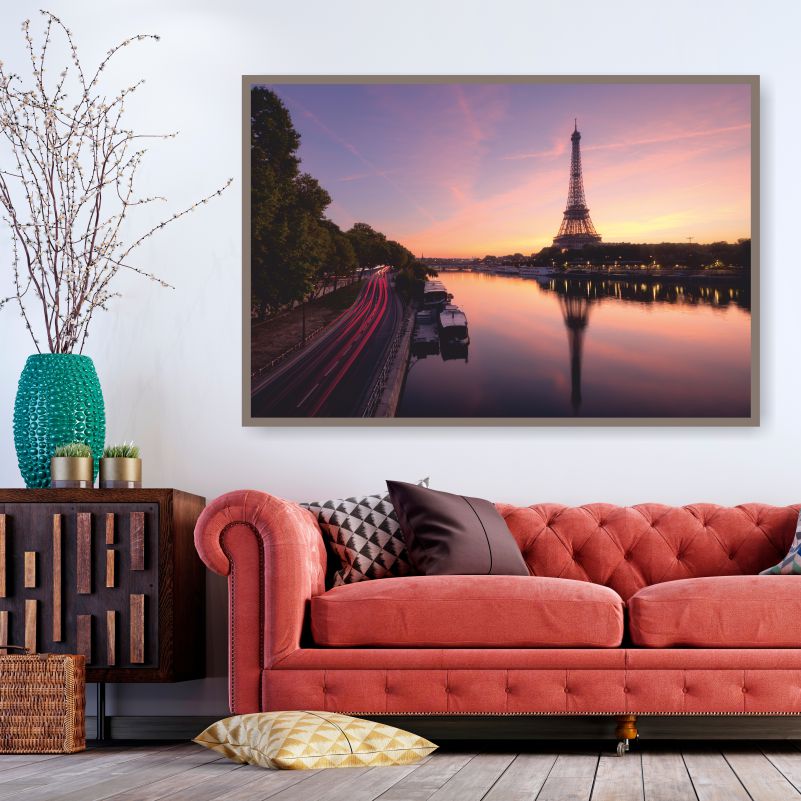 

Постер на стену ПолиЦентр Восход Солнца Эйфелева Башня Река Сена 90х60 см, ВосходСолнцаЭйфелеваБашняРекаСена