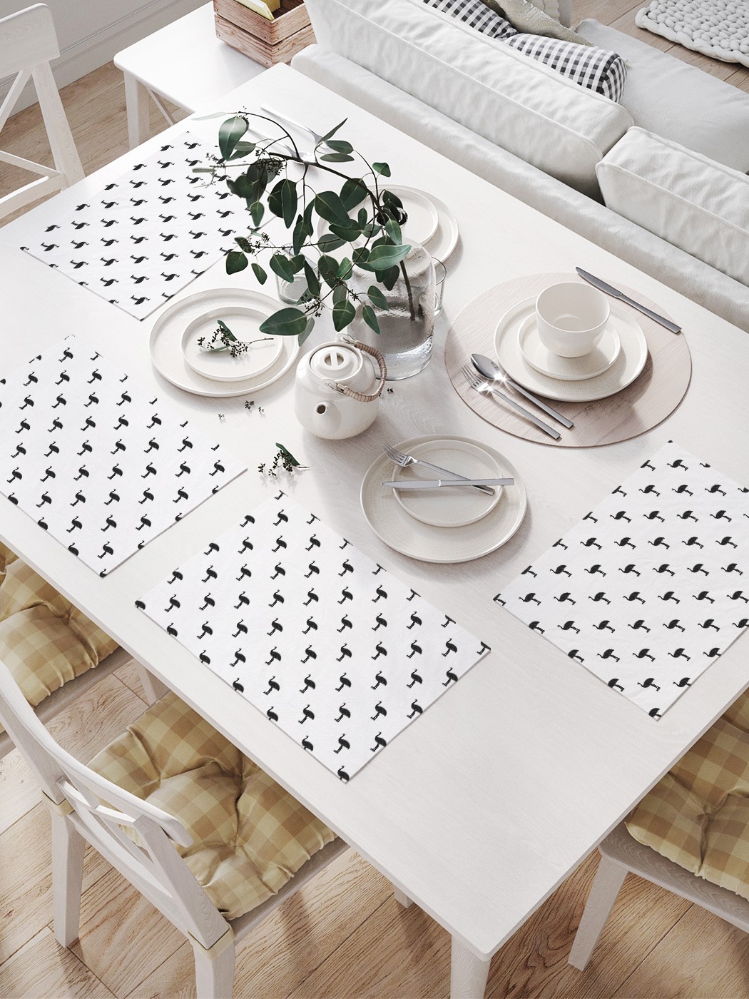 

Комплект салфеток JoyArty "Силуэты страусов" для сервировки стола (32х46 см, 4 шт.), Силуэты страусов