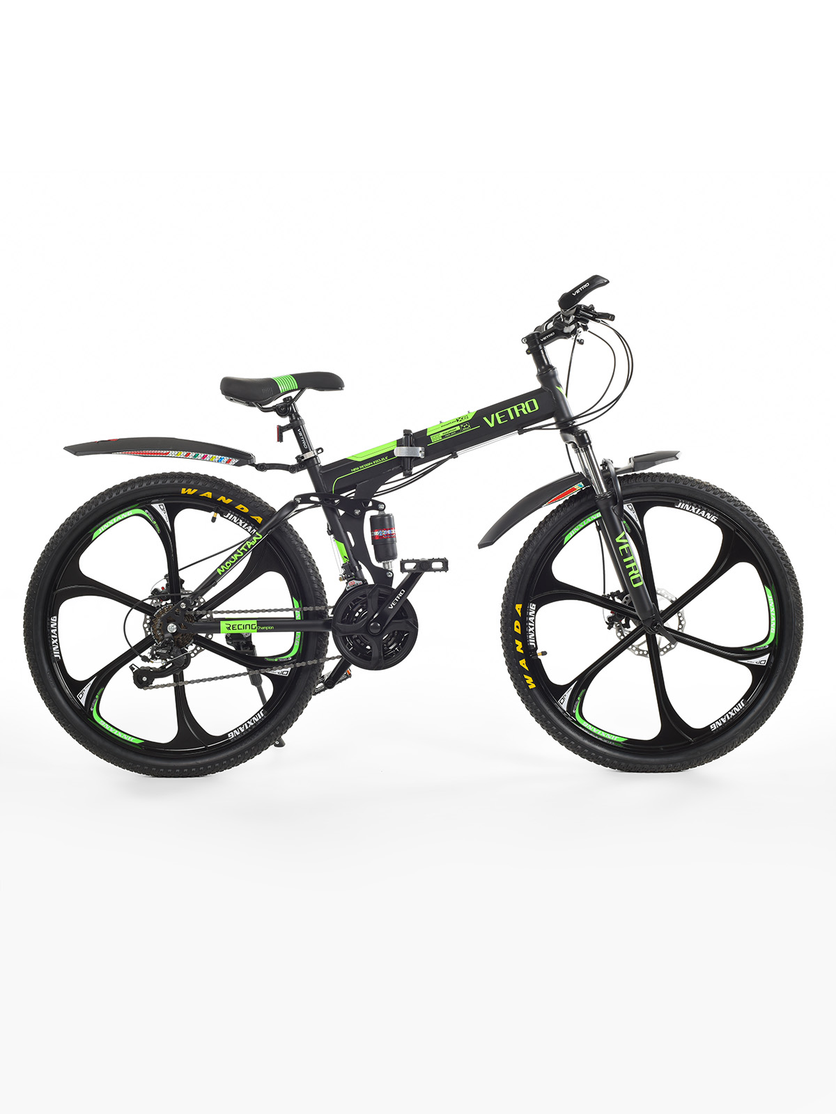 Велосипед складной VETRO TITAN год 2024 на рост145-185 черно-зеленый