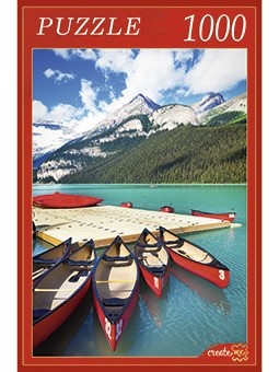 фото Пазлы "красные лодки у гор", 1000 элементов рыжий кот