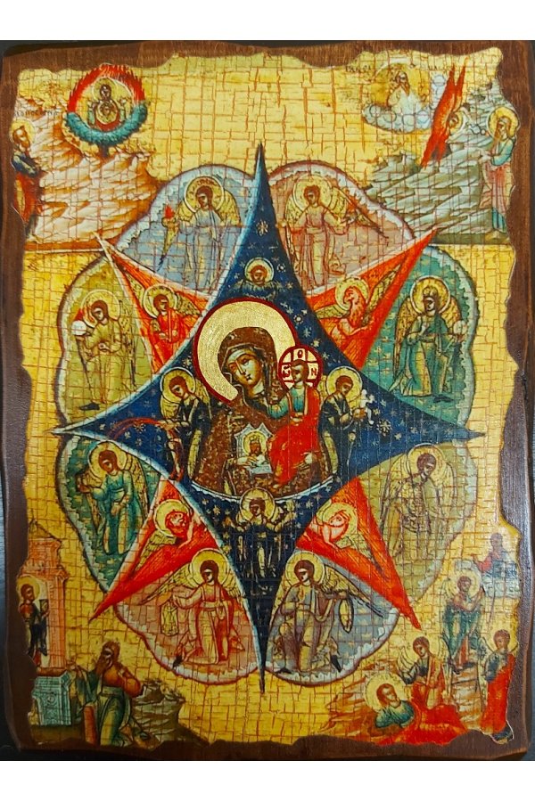 

Икона Божией Матери «Неопалимая купина», под старину, на дереве (13х17)
