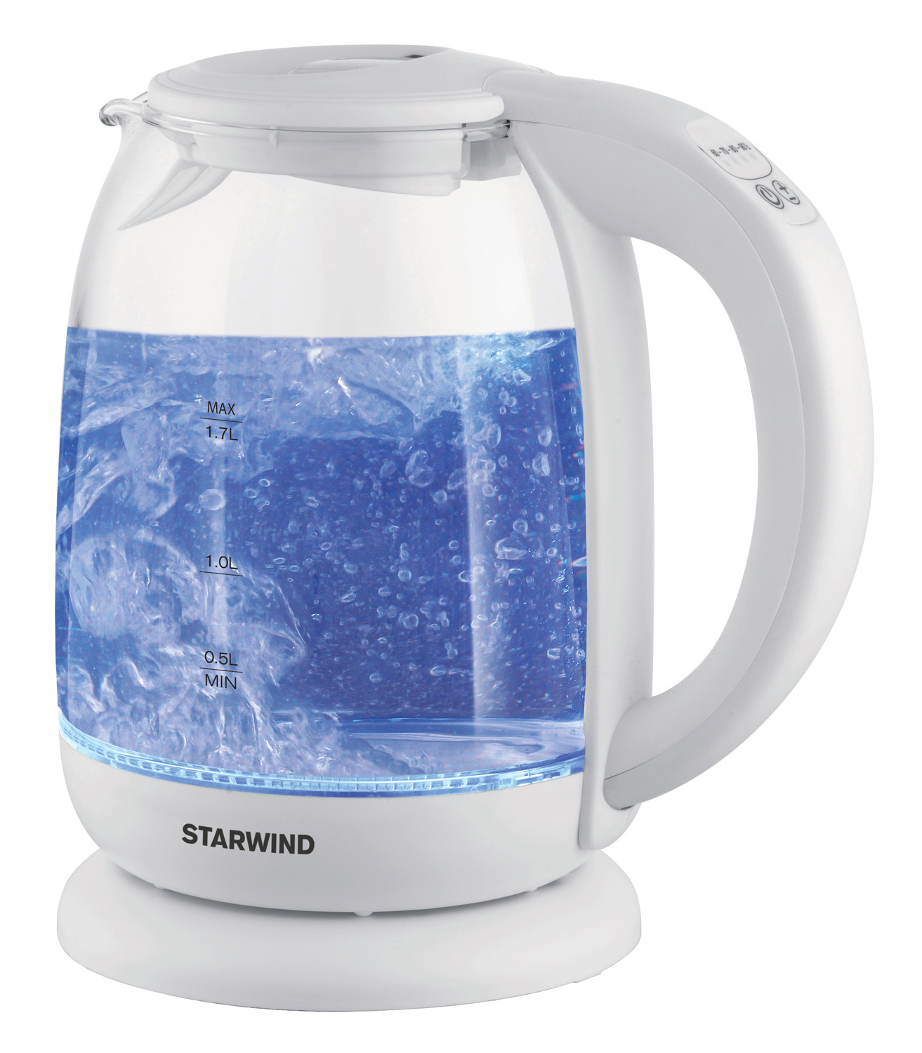 Чайник электрический STARWIND SKG4215 1.7 л прозрачный, белый тостер starwind st1100 700вт белый белый