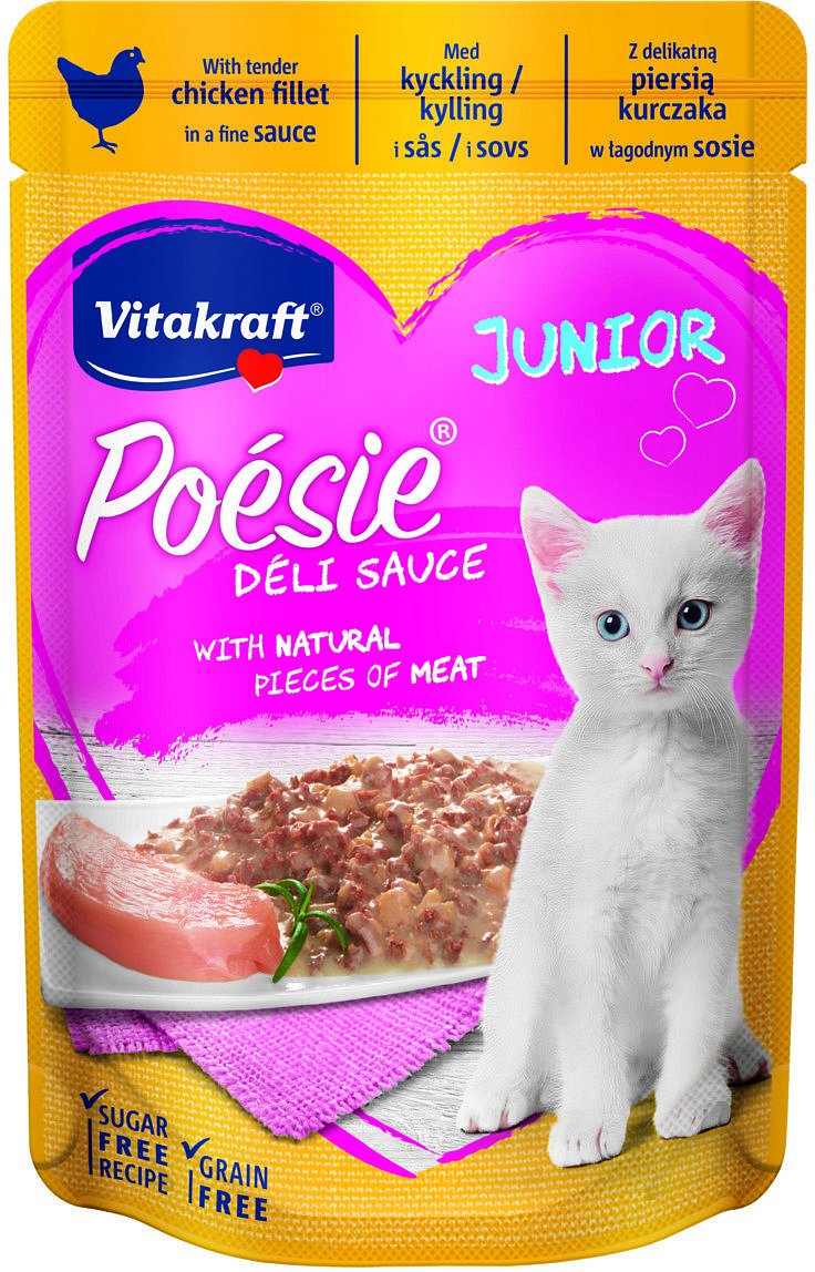 фото Влажный корм для кошек vitakraft poesie junior delisauce, курица, 23шт, 85г