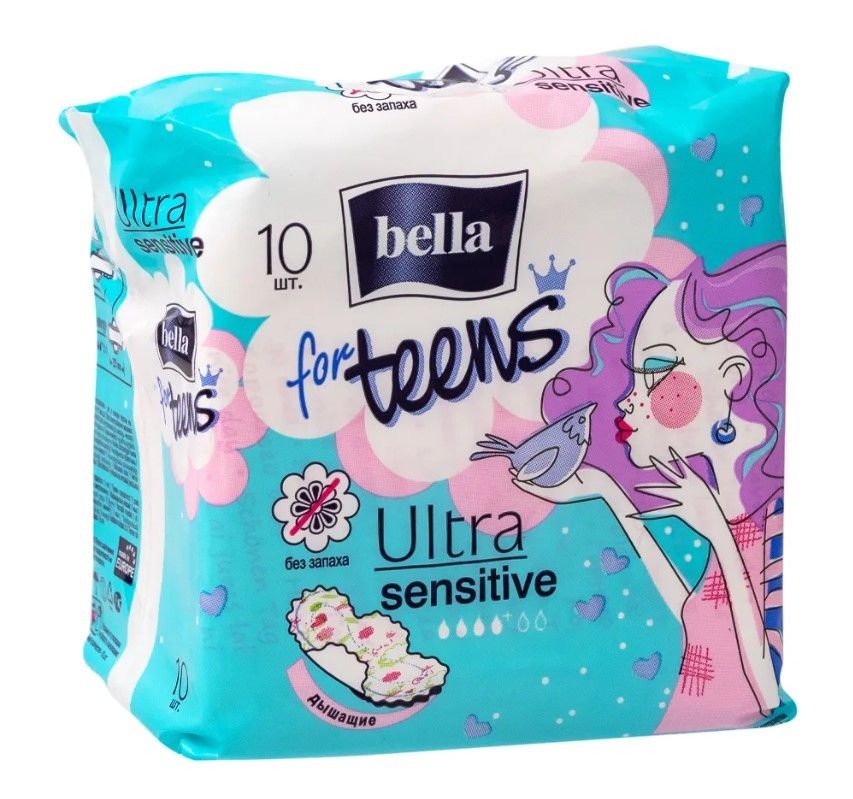 

Прокладки гигиенические супертонкие BELLA FOR TEENS Sensitive, 10 шт, Белый