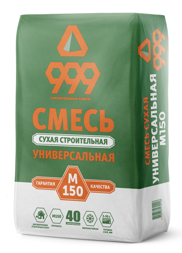 

Смесь кладочная 999 М150, универсальная 40 кг, Белый