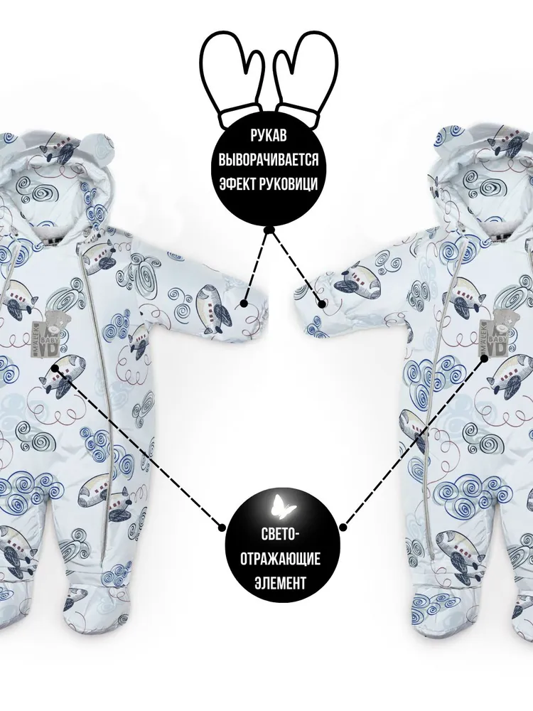 

Комбинезон детский malek baby 267шм/2, №194 самолетики, 74, Разноцветный, 267шм/2