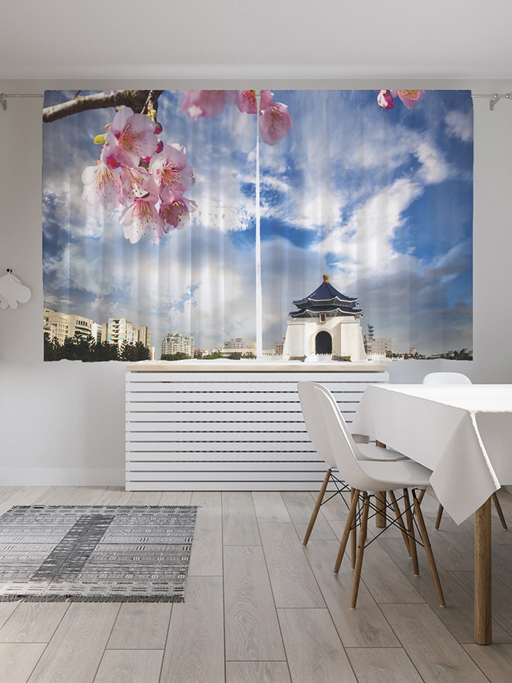 фото Классические шторы joyarty "городской храм", серия oxford delux, 2 полотна 145x180 см