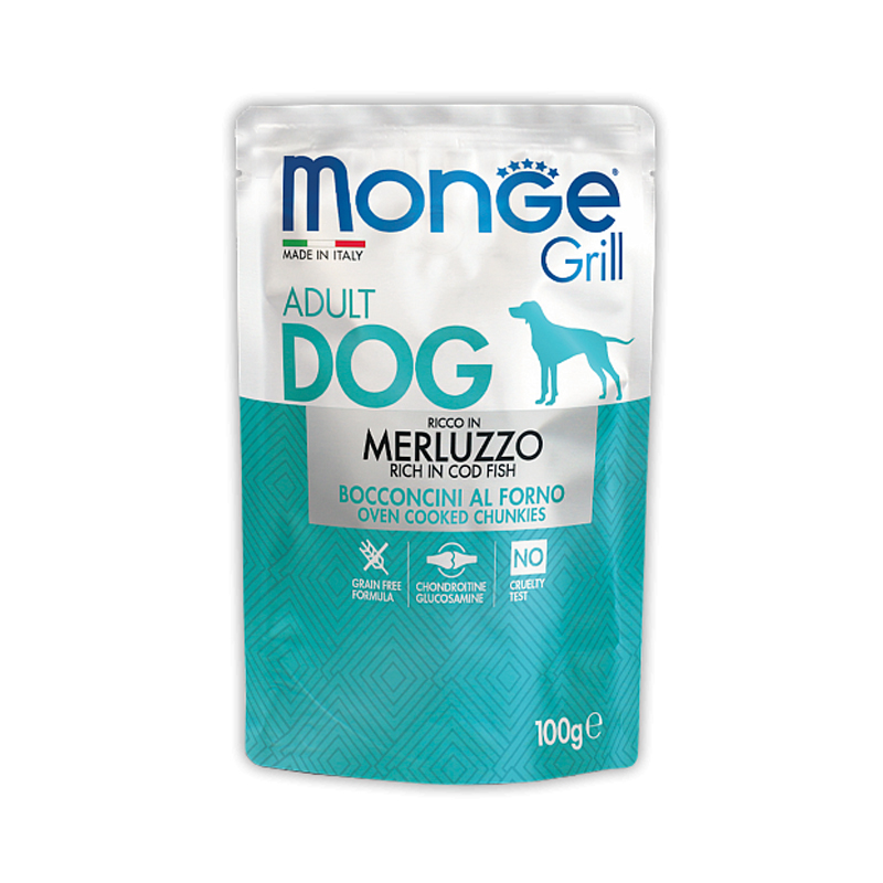 фото Влажный корм для собак monge dog grill, треска, 24шт по 100г