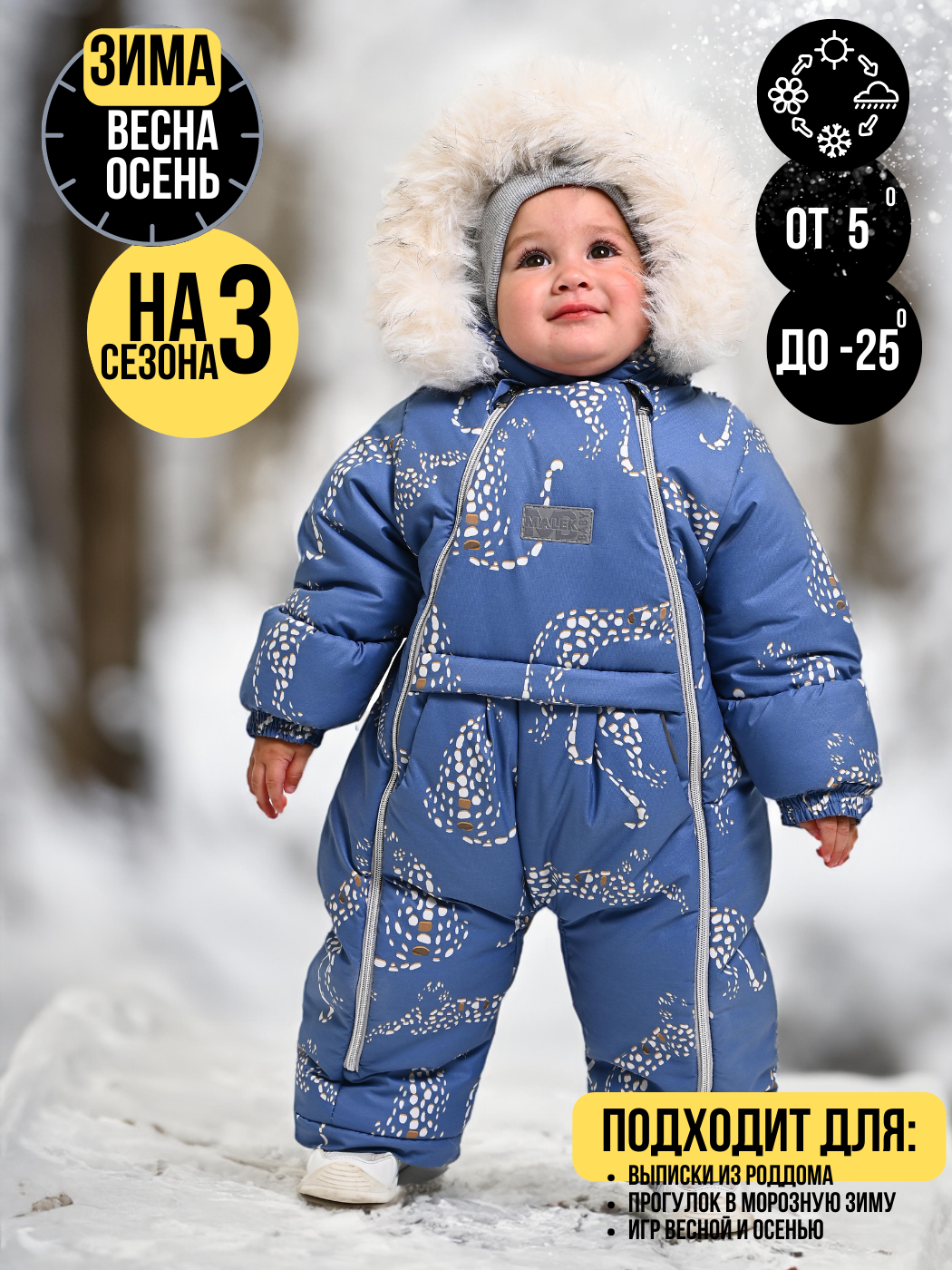 

Комбинезон детский malek baby 270шм/2, леопард на синем, 62, Синий, 270шм/2