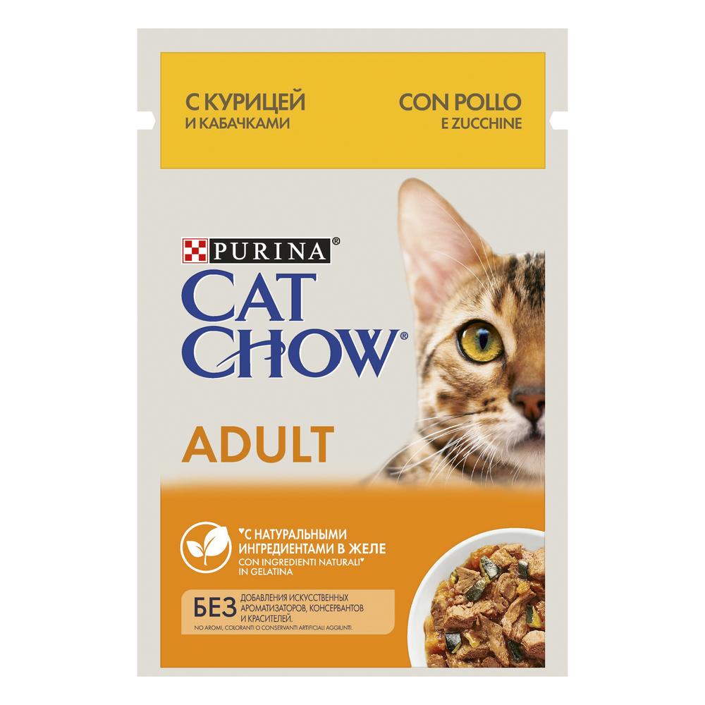 фото Влажный корм для кошек cat chow adult, курица с кабачками в желе, 26шт, 85г