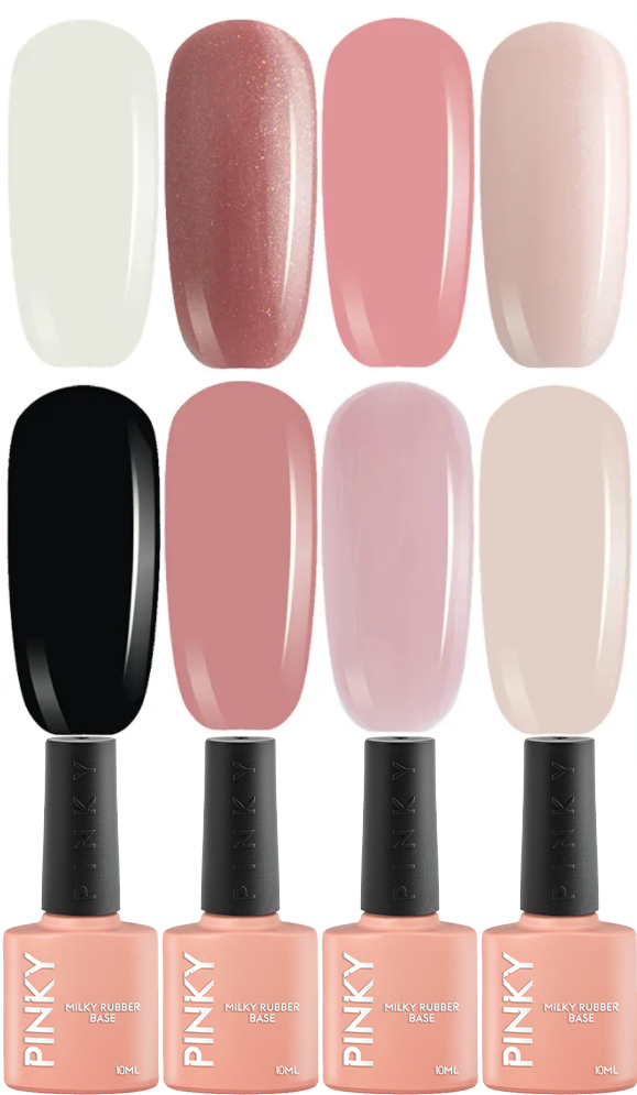 Набор камуфлирующих каучуковых баз Pinky Milky Rubber Base 1 2 4 6 8 12 13 18 10 мл