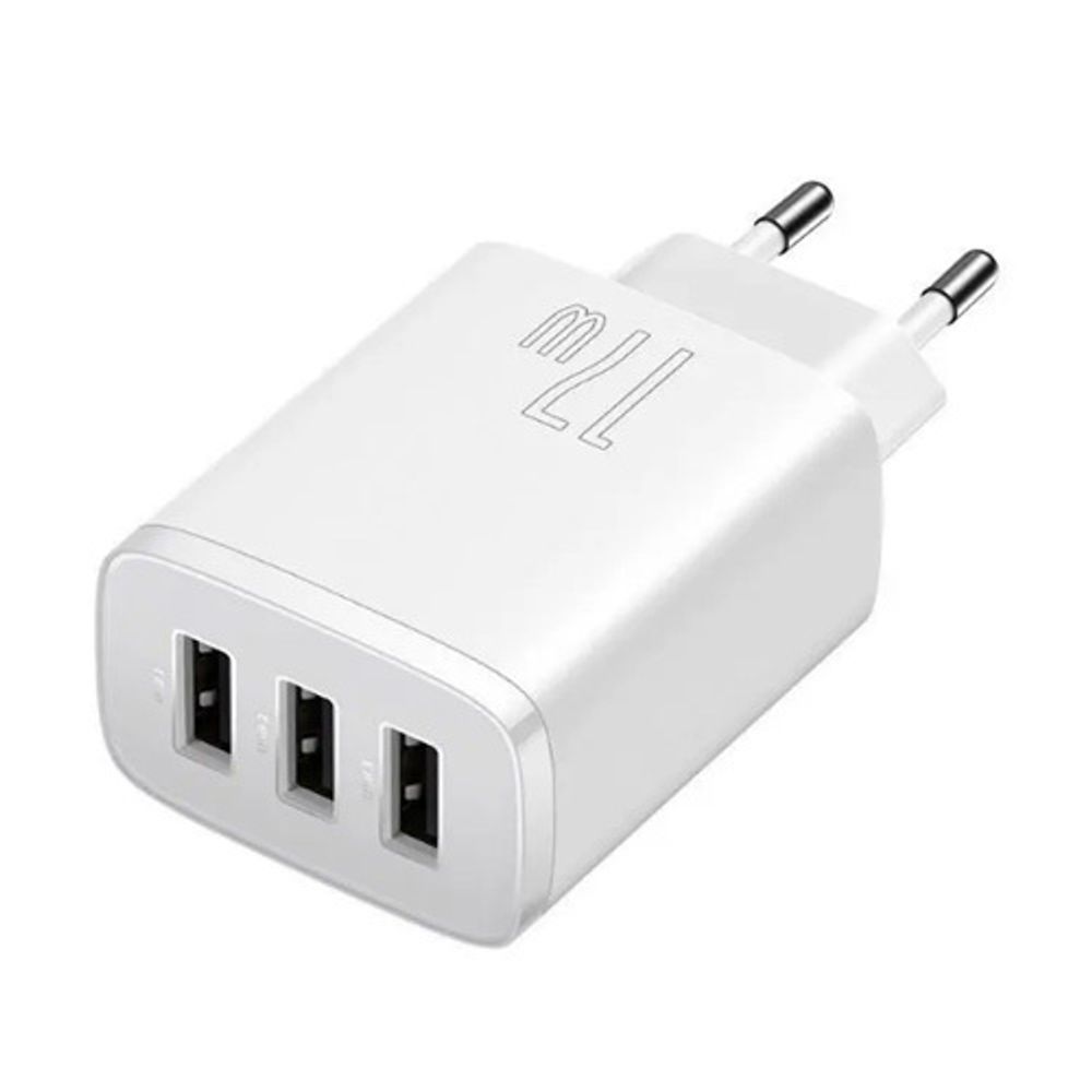 фото Сетевое зарядное устройство baseus compact charger 3u 17w eu white (ccxj020102)