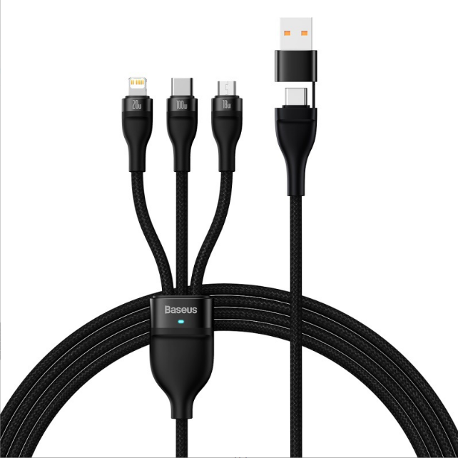Кабель Baseus Flash Series ? Two-for-three Charging Cable 1.2m Black (CASS030101)